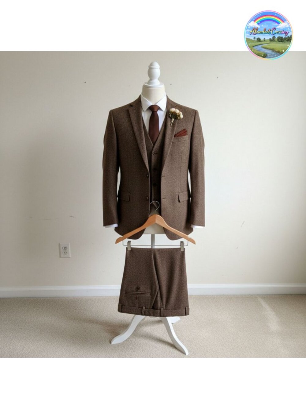 Men's 3 Piece Herringbone Tweed Suit Slim Fit Wedding Prom